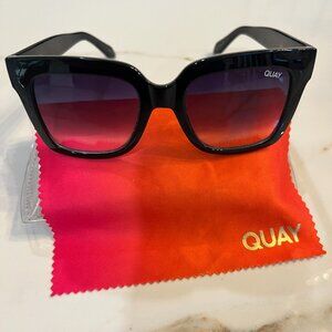 QUAY Icy Sunglasses Black Frame Black Lens Oversized Square